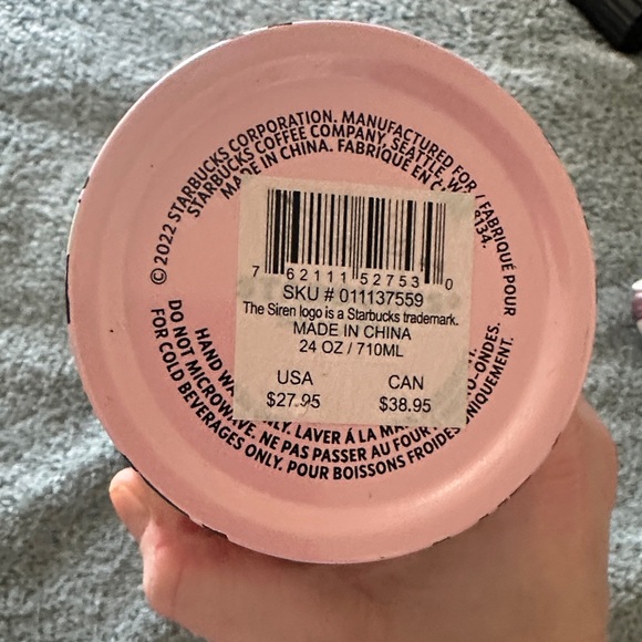 Starbucks Pink Floral stainless steel 24oz Tumbler with Maroon Accents - Picture 4 of 6